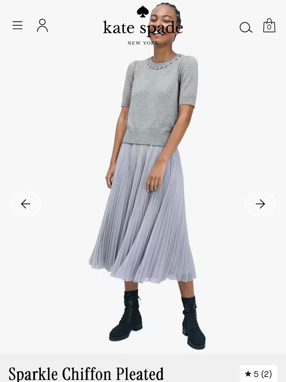 Kate Spade Gray Pleated Chiffon Maxi Skirt
